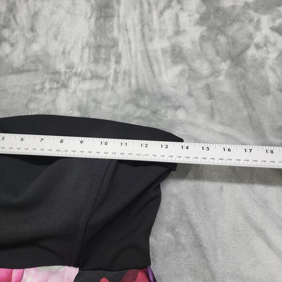 Speechless Dress Womens 3 Juniors Black Pink Floral Strapless High Low Pockets - Picture 5 of 7